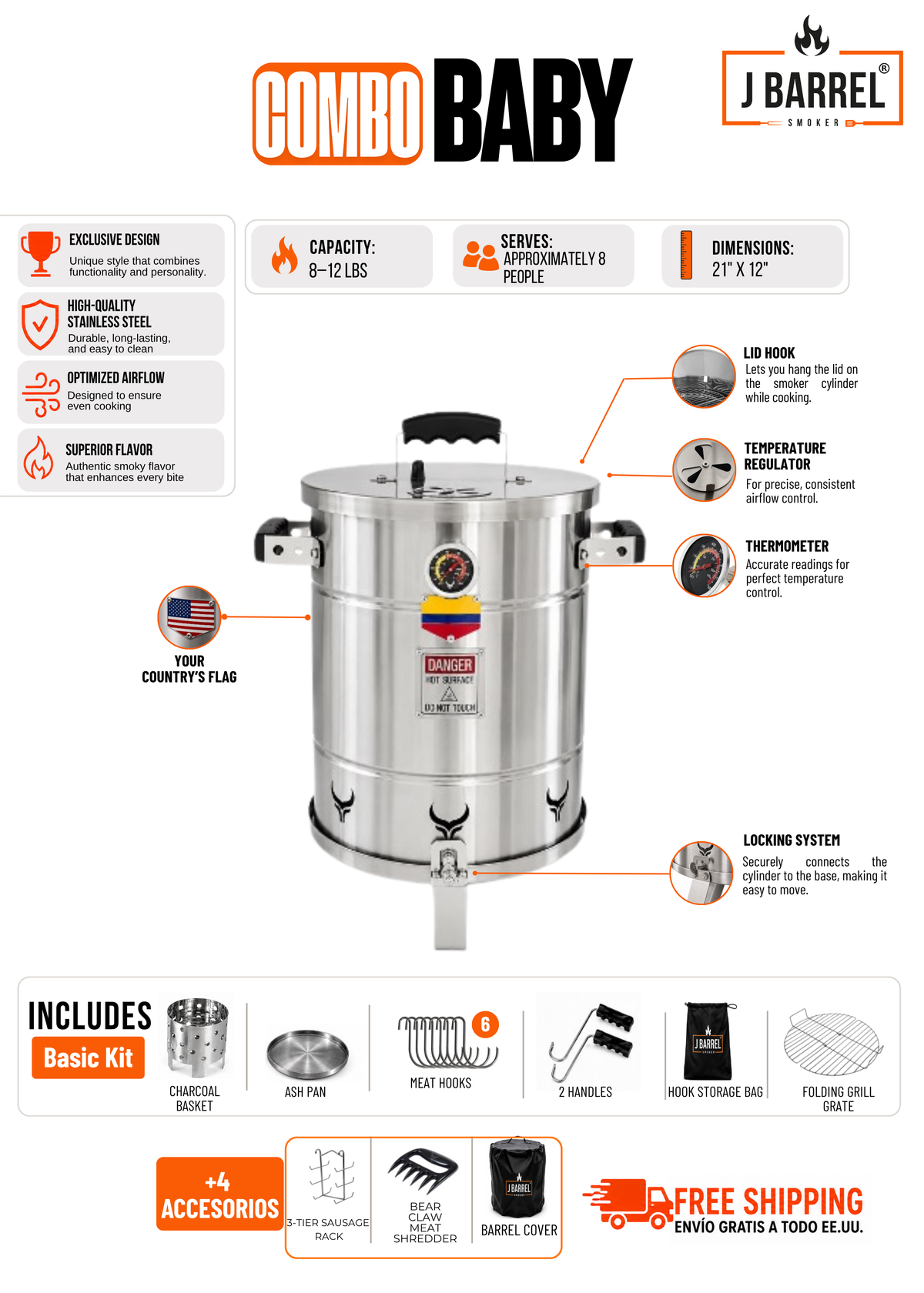 Jbarrel Baby Smoker (Mini: up to 12 lbs)
