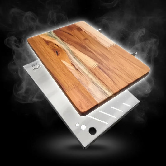 Estantes auxiliares: opciones de madera de teca y metal para ahumadores de barril