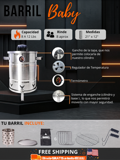 Jbarrel Baby Smoker (Mini: up to 12 lbs)